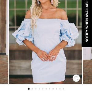These Three Boutique blue puff sleeve mini dress